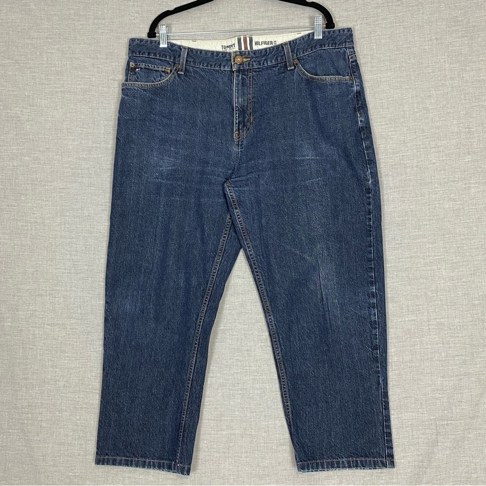 Tommy Hilfiger Classic Straight Jeans 38W Hemmed Short 100% Cotton Blue